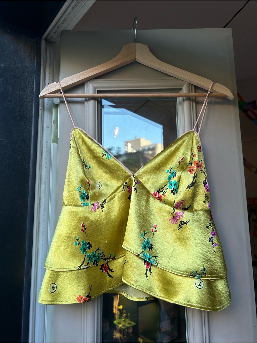 Urban Outfitters Yellow Floral Satin Camisole